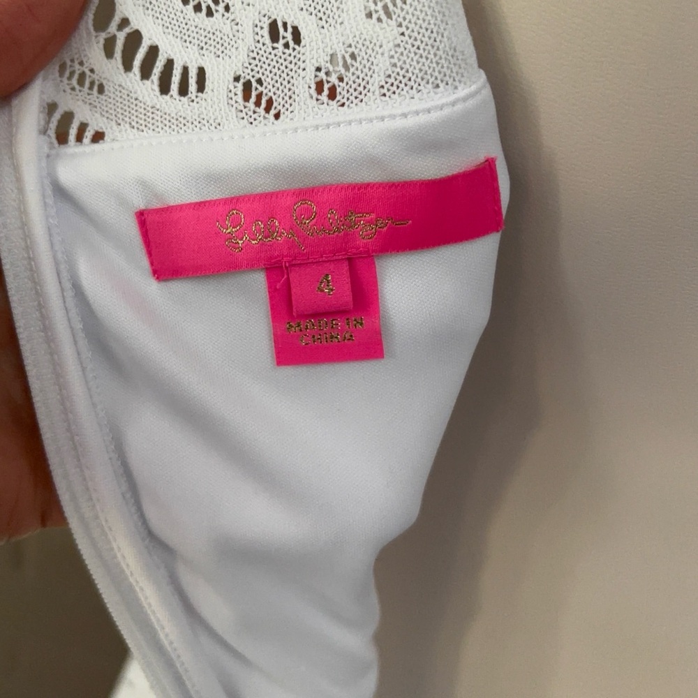 Lilly Pulitzer NWOT white lace peplum dress 4 - Picture 9 of 12